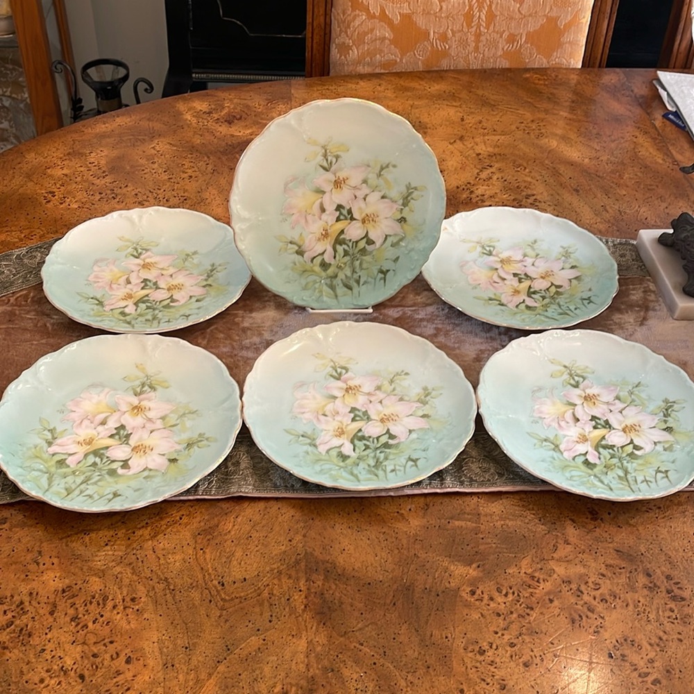 Rare Antique PT Germany Tirschenreuth Hand Painted Fine Bone China plates